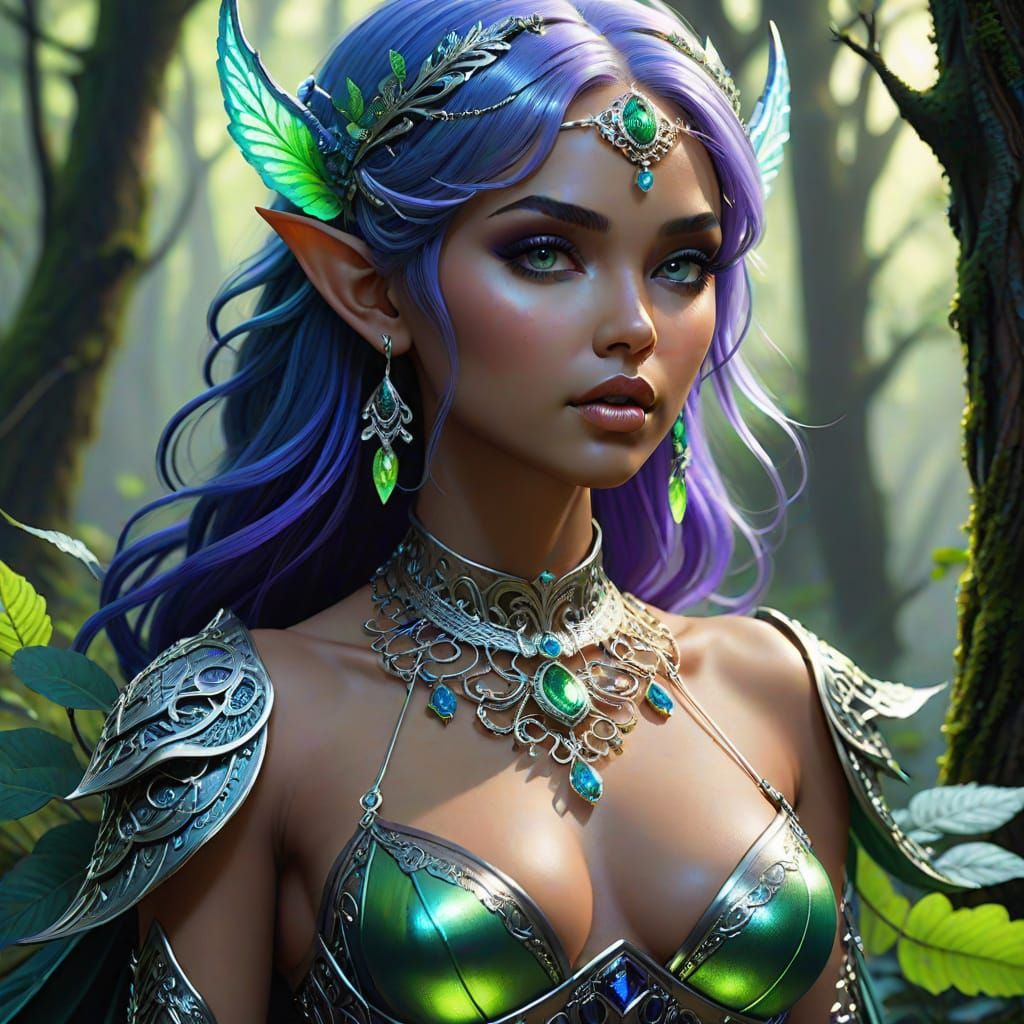 Forest Goddess in Eerie Glowing Forest