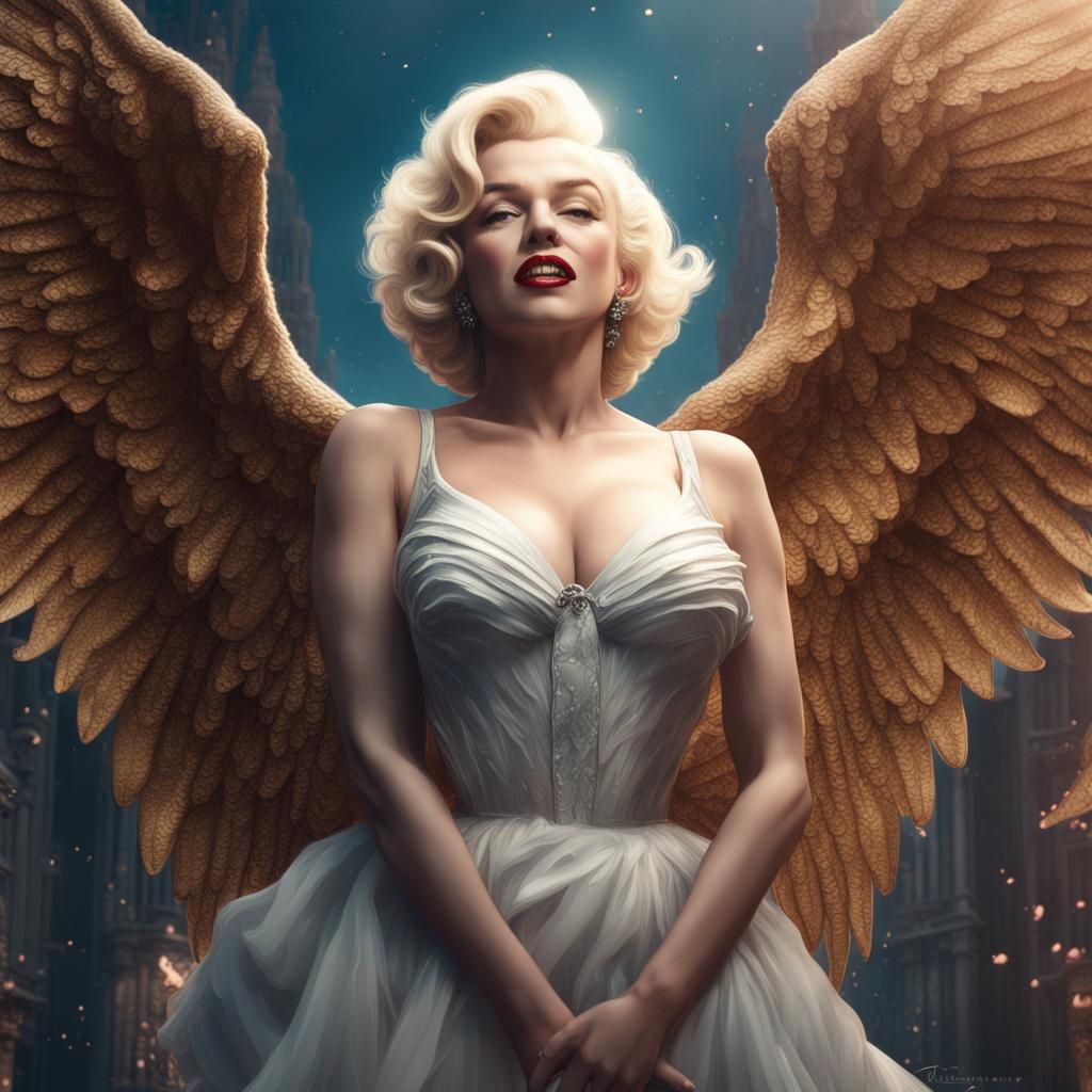 Angelic Marilyn Monroe in Detailed Digital Painting