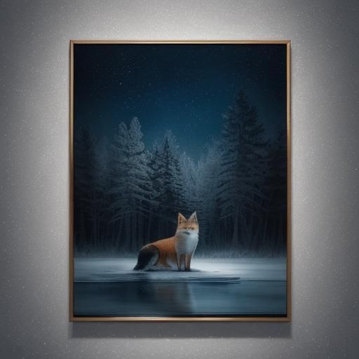 Fox Gazing at Night Sky: Charcoal Drawing