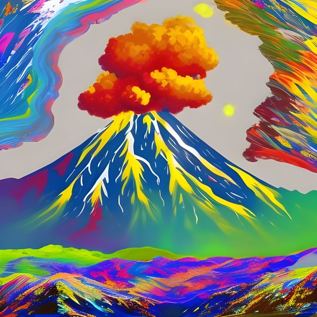 Volcano Eruption of Colorful Paint