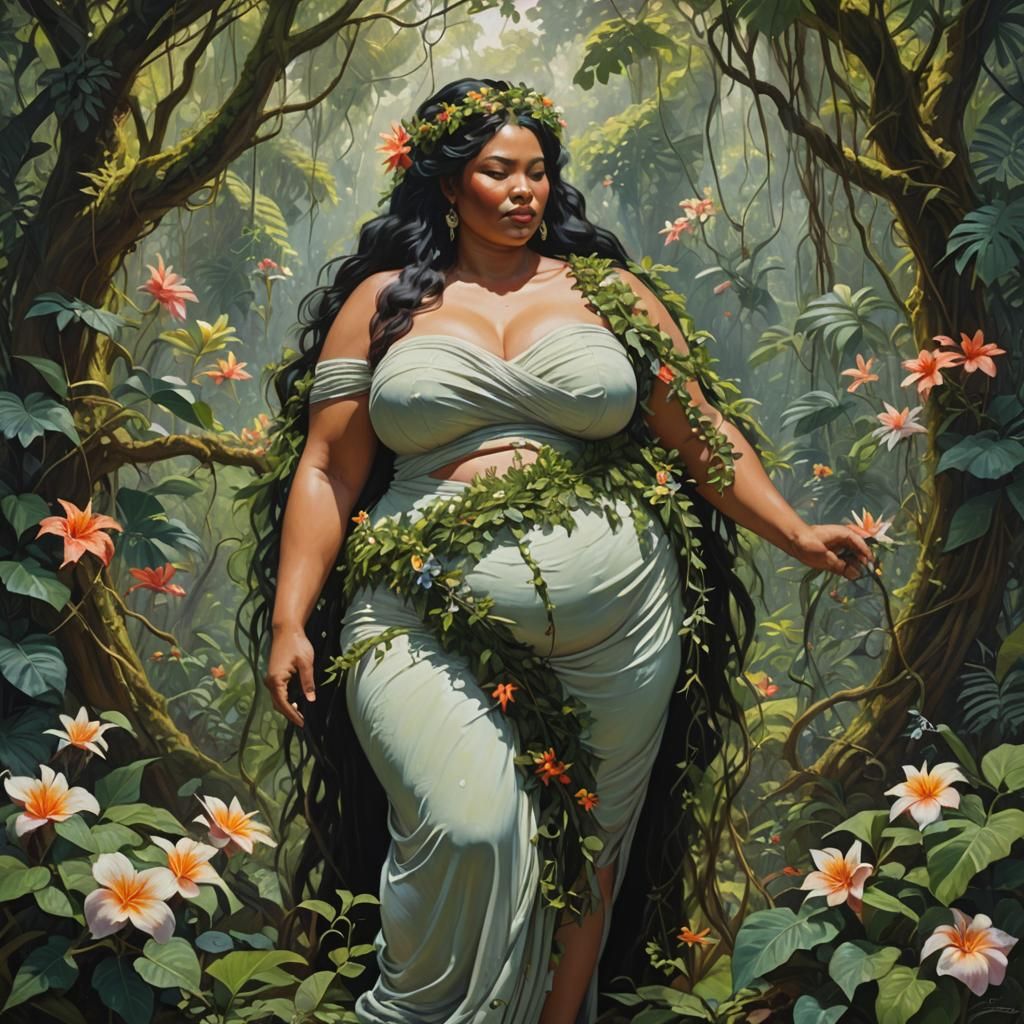 Sensual Earth Goddess in Tropical Jungle