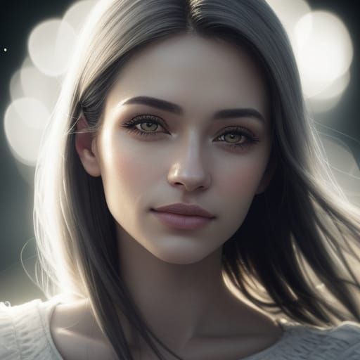 Hyperrealistic Portrait of Elena Smiling in Cinematic Light