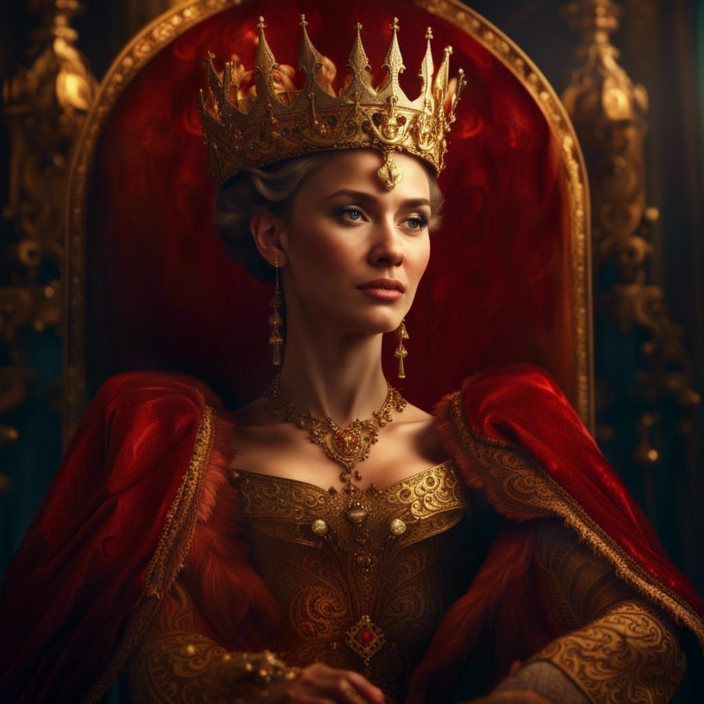 Renaissance Queen on Throne: Digital Matte Painting