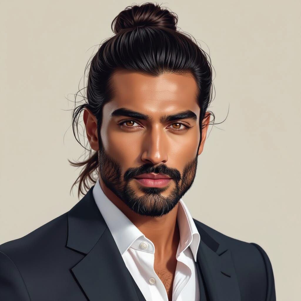 Portrait of Handsome Indian Man in Realistic Digital Art