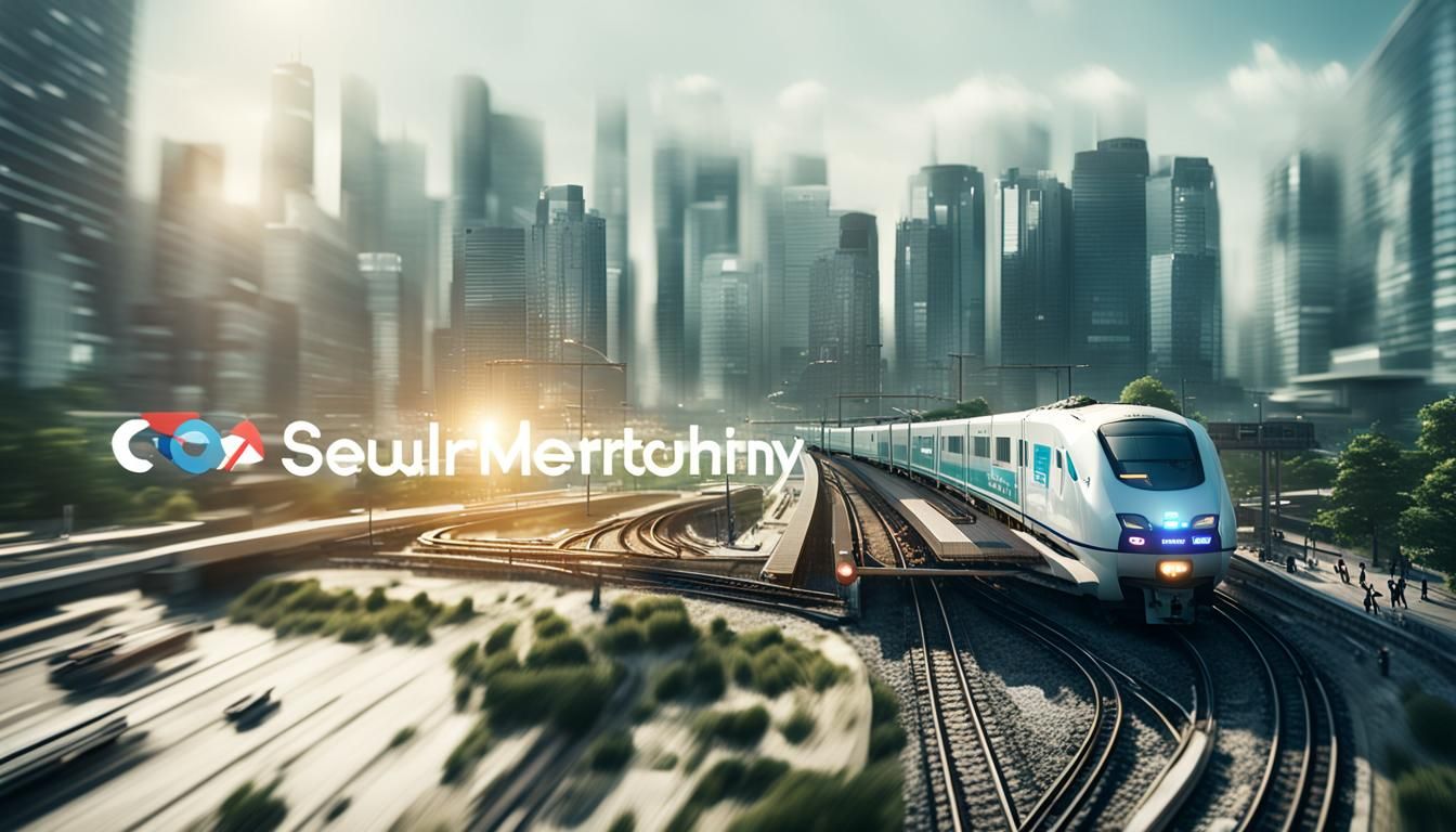 Cyberpunk Cityscape with Modern Train and Neon Lights