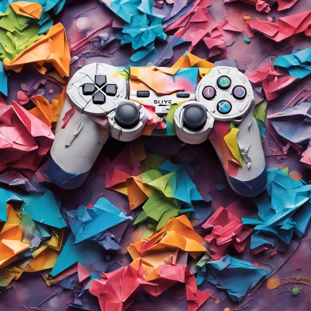 Colorful PlayStation Controller Graffiti Art in 8K