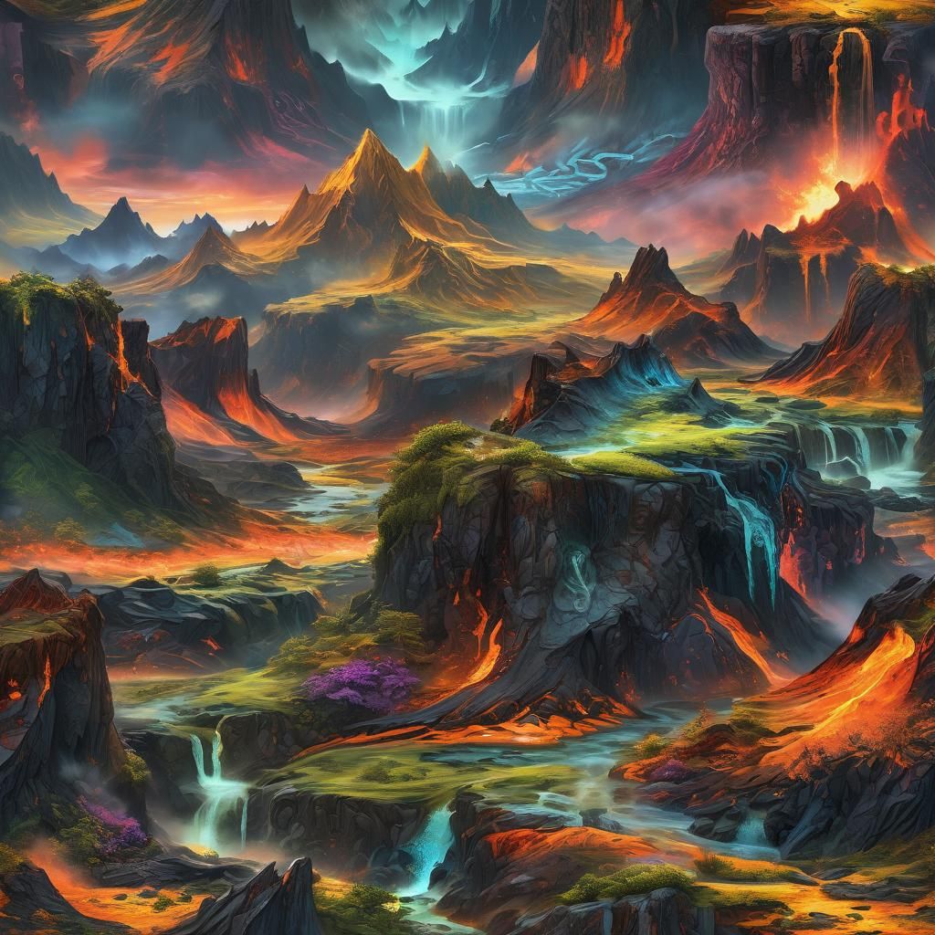 Ethereal Fantasy Realm: Triadic Hues of Magic and Wonder