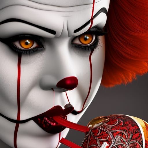 Ominous Female Pennywise with Red Balloon