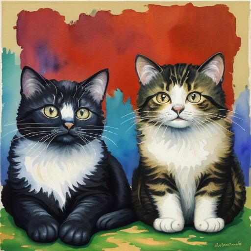 Cats in Gouache Style, Anne Geddes Inspired