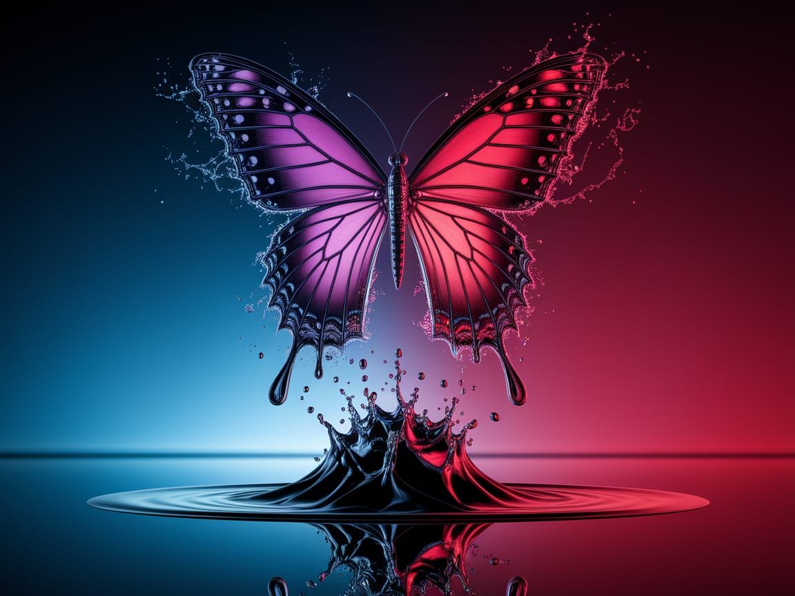 Vibrant Liquid Butterfly in Motion