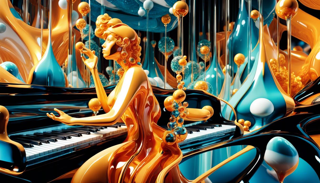 Glass Sculpture in Liquid, a Surreal Digital Art