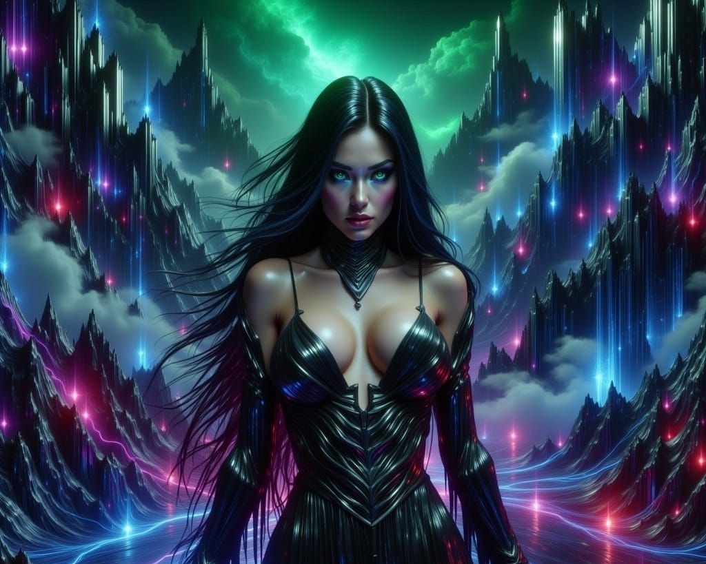 Sinister Woman Portrait in Comic Book Style