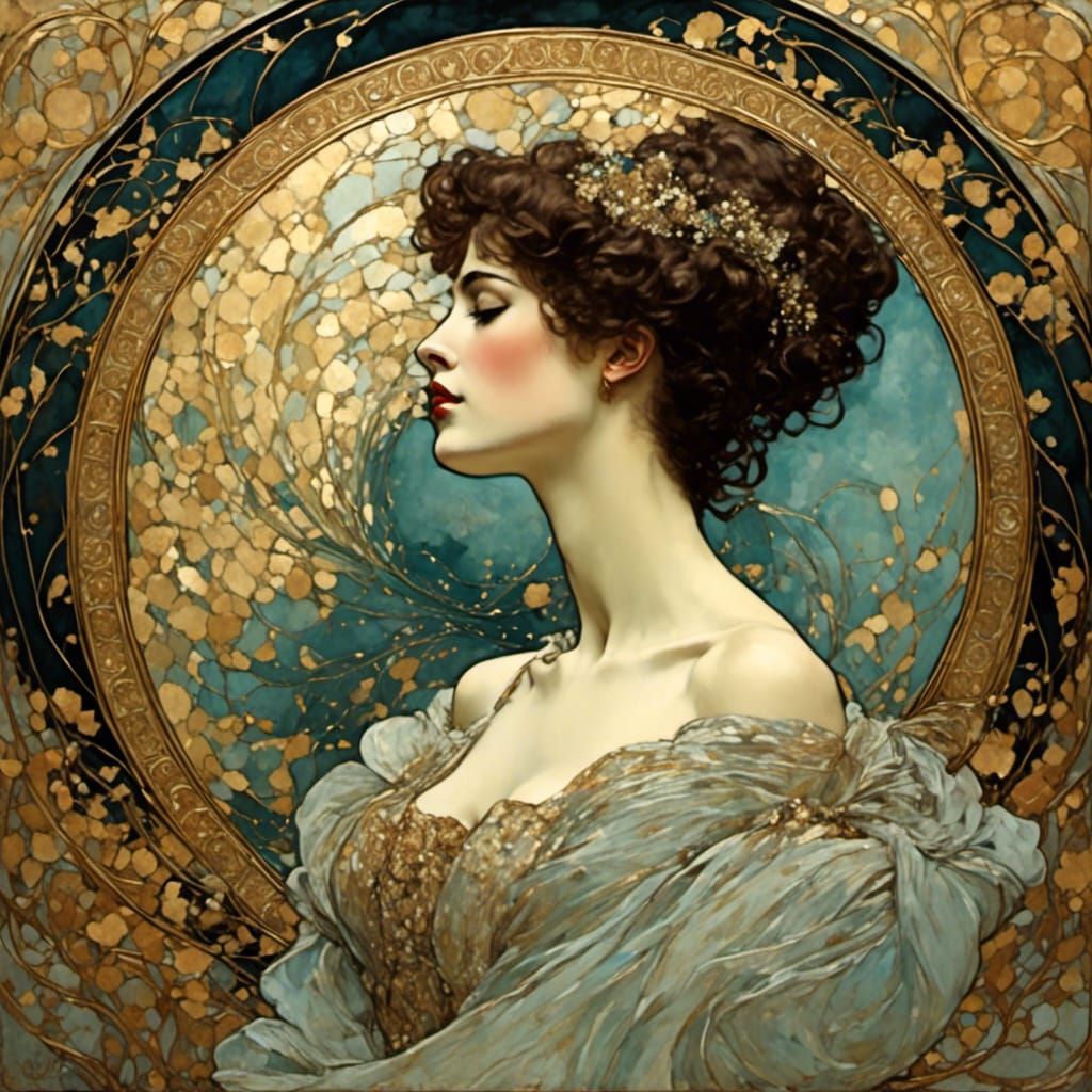 Ornate Non-Canonical Portrait in Photo-Nouveau Fusion