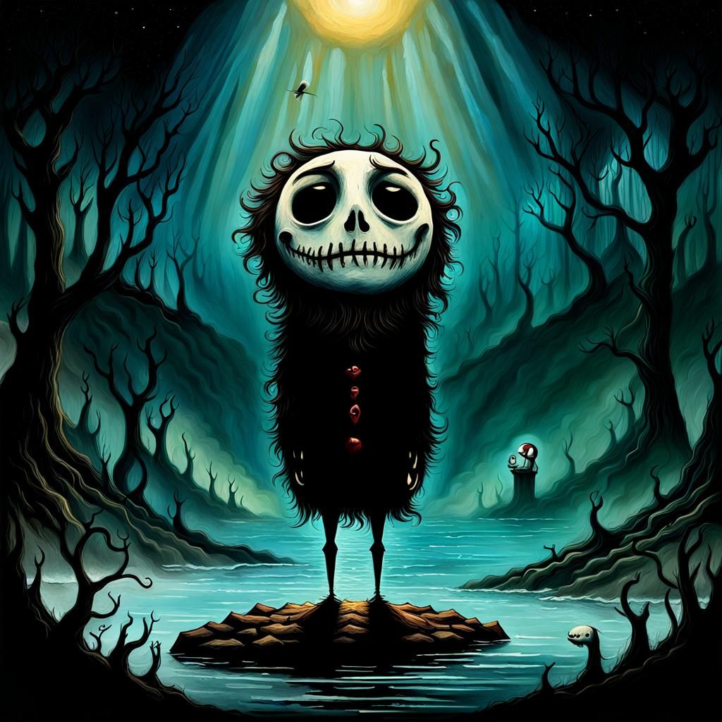 Boy in Surreal Emotional Landscape