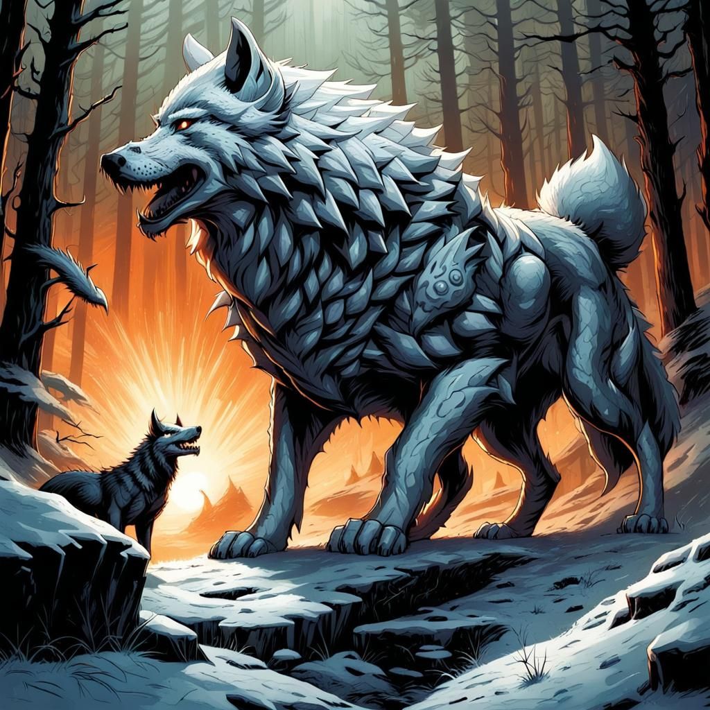 Dragon and Direwolf Comic Book Art