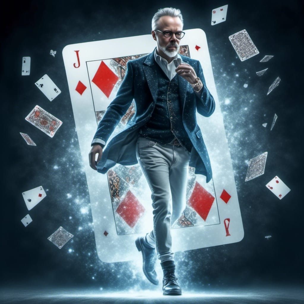 Businessman Emerges from Playing Card