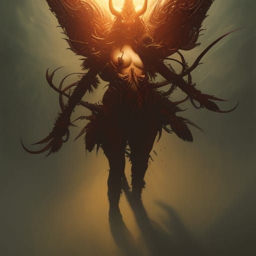 Detailed Horned Devil in Dark Fantasy Style