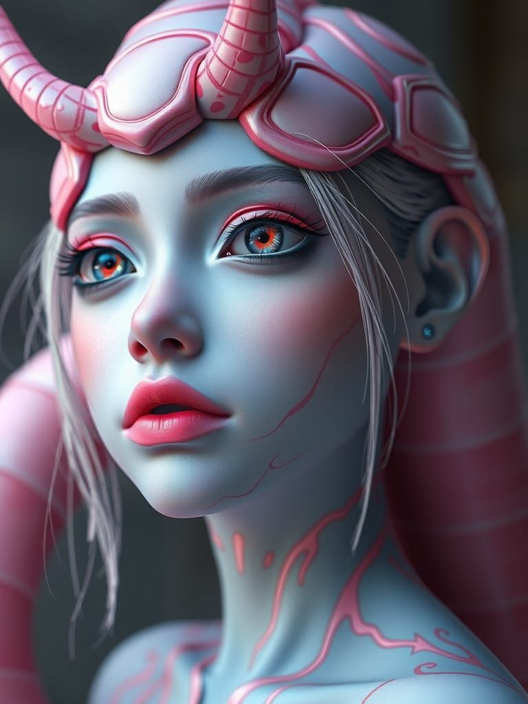 Mutant Slug Girl in Photorealistic Watercolor Style