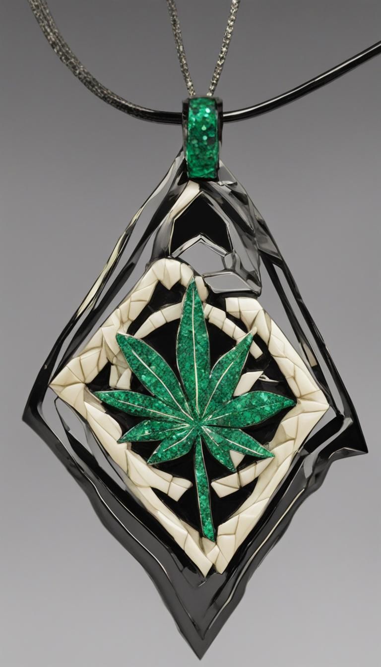 666 point basketball-faceted emerald marijuana leaf pendant ...