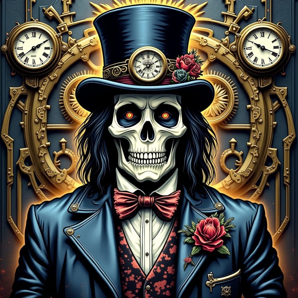 Steampunk Skeleton Alice Cooper in Nightmare Scene