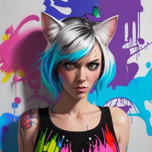 Gwen Tennyson as Cat Girl in Graffiti Art