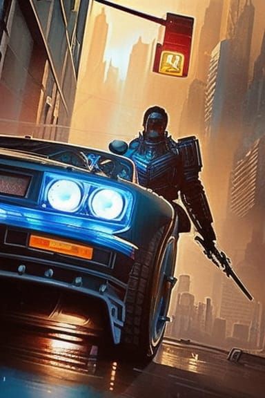 Cyberpunk Road Warrior Portrait in 8K