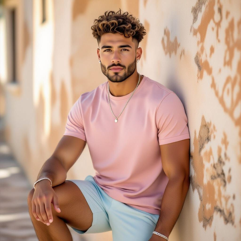 Europid Man Portrait with Analog Film Effect