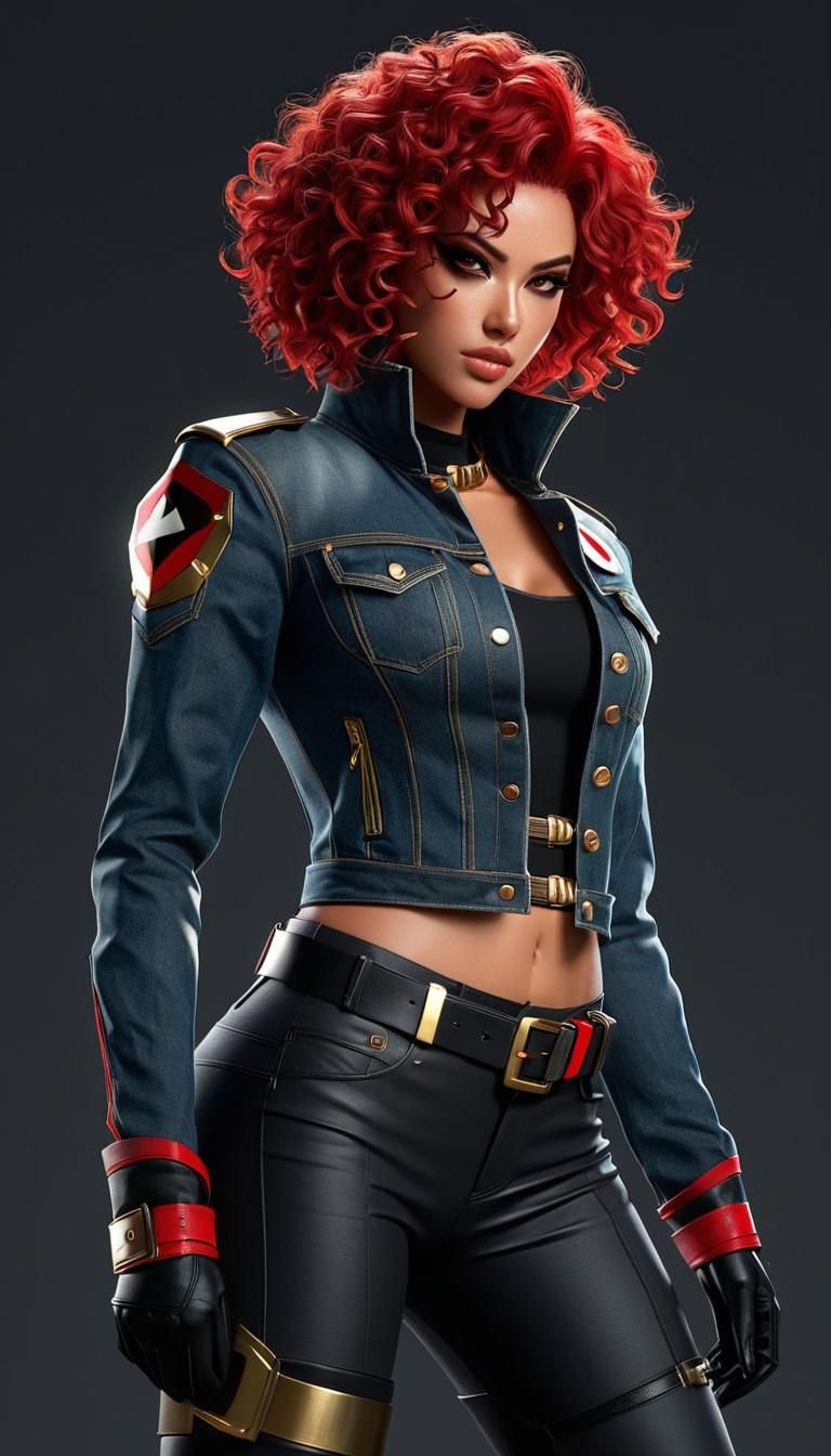 Anime Superheroine in Denim Jacket Concept Art