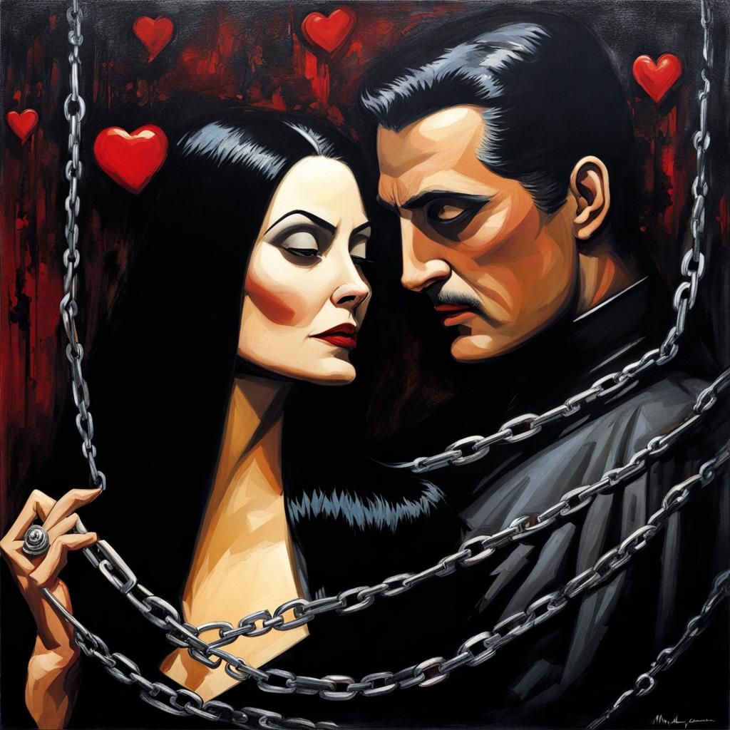 Gothic Couple: Chains of Love in Dark Fantasy Art