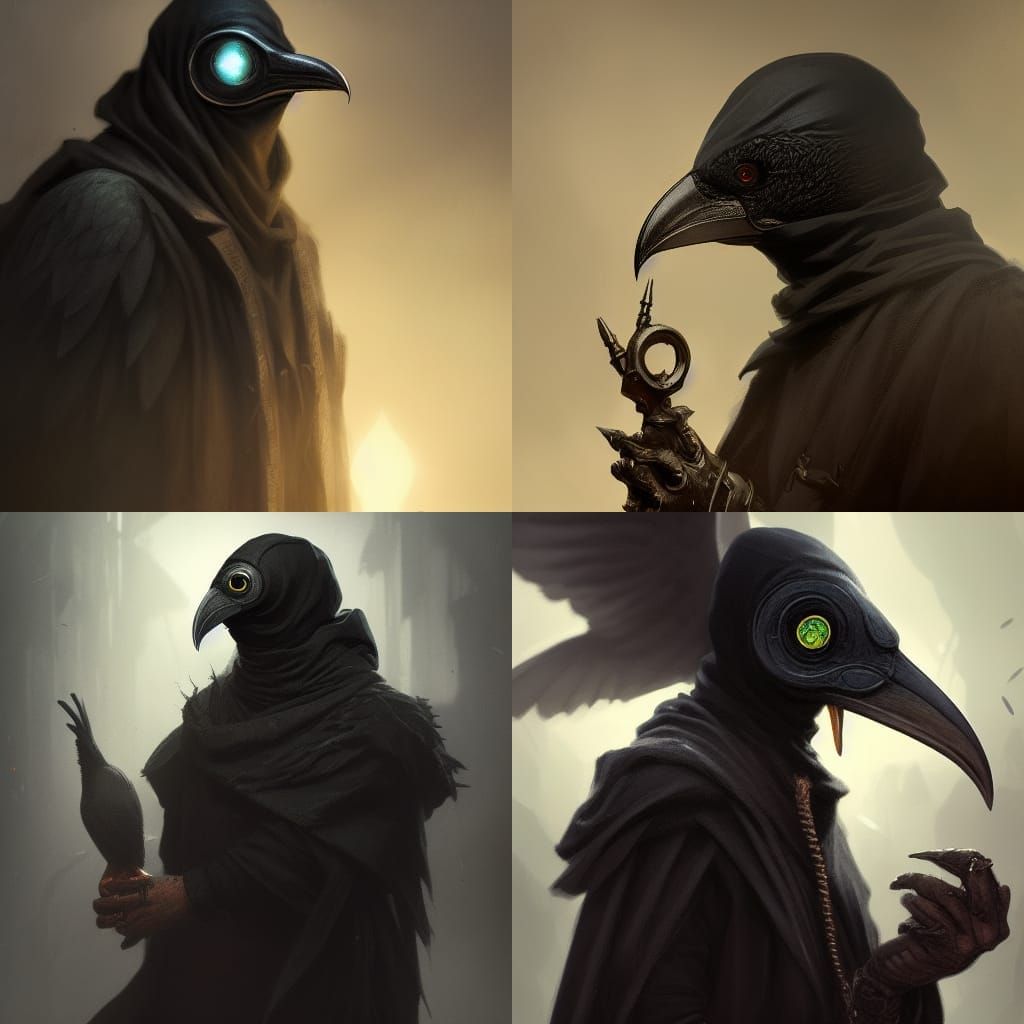 Aarakocra Plague Doctor in Dark Fantasy Art