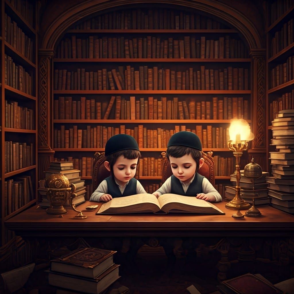 Intimate Study of Jewish Scholars in a Medieval-Inspired Lib...