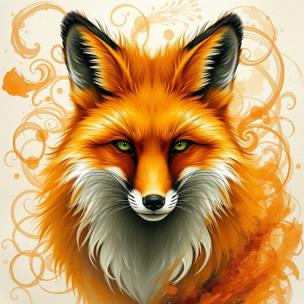 Ethereal Fox in Liquid Paint Masterpiece