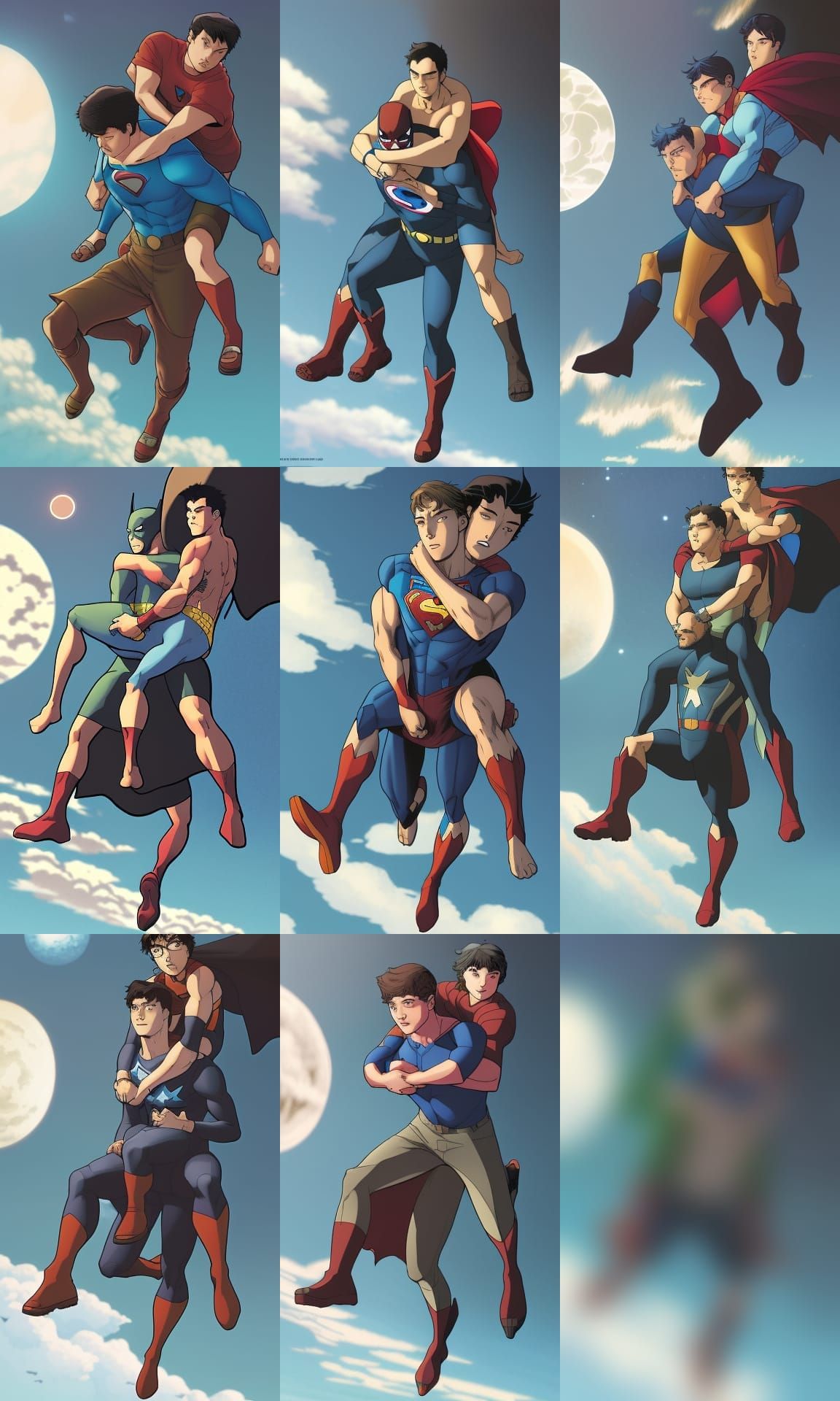 Superhero and Boyfriend Flying: Comic Book Art