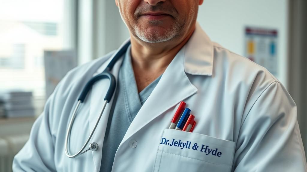 Doctor in Clinic with Jekyll and Hyde Embroidery