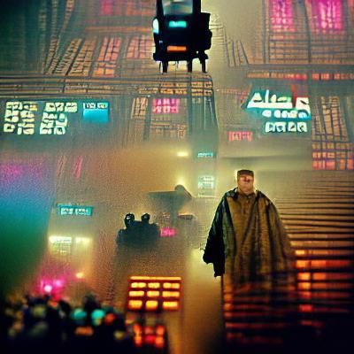 Cyberpunk Cityscape with Flying Cars at Night