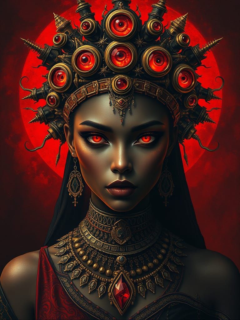 Mystical Woman with Avant-Garde Crown and Eyes to Alternate ...