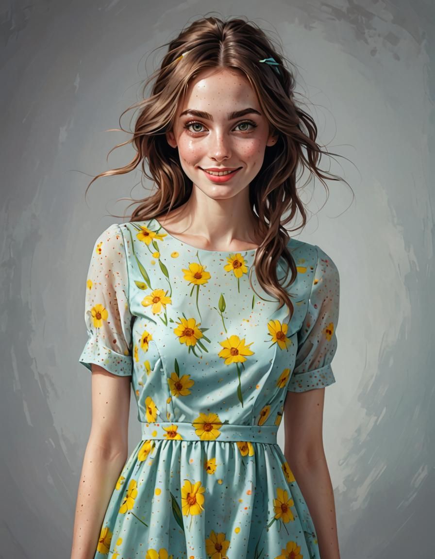 Airbrush Illustration of a Spring Easter Woman
