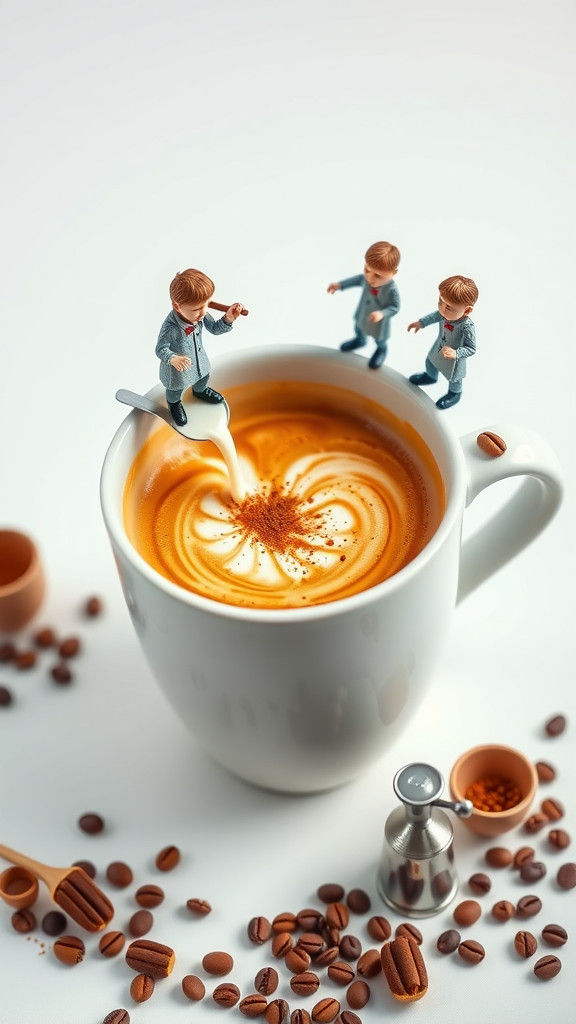 Miniature Baristas Brew Giant Coffee Cup