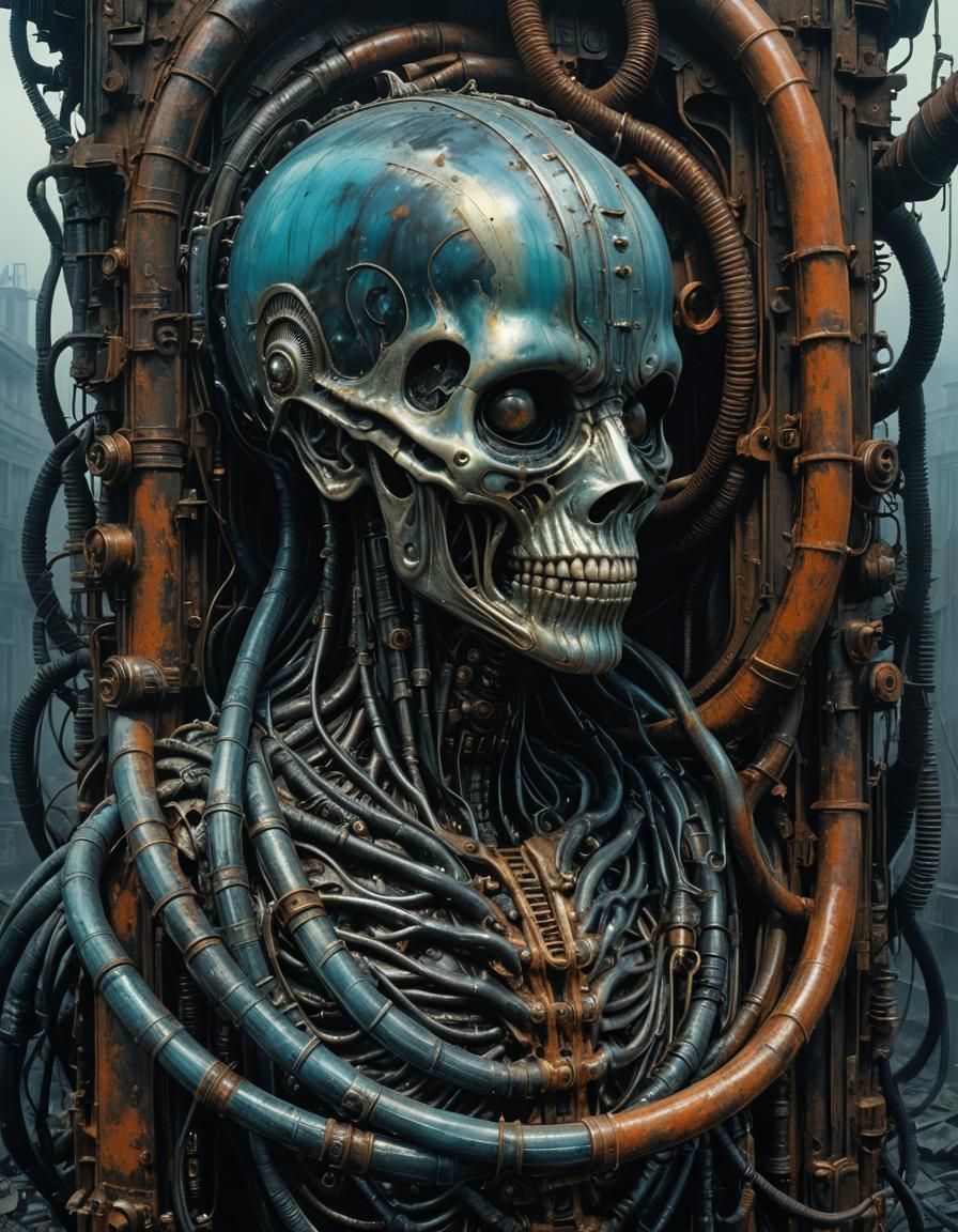 Grotesque Metalscape Inspired by Giger and Beksiński