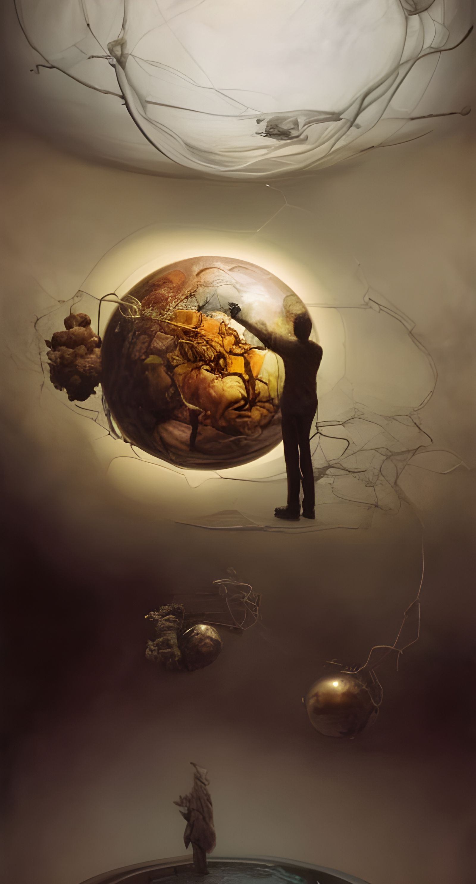 Pulsating Ringed Planet with God Rays: Hyperreal Painting