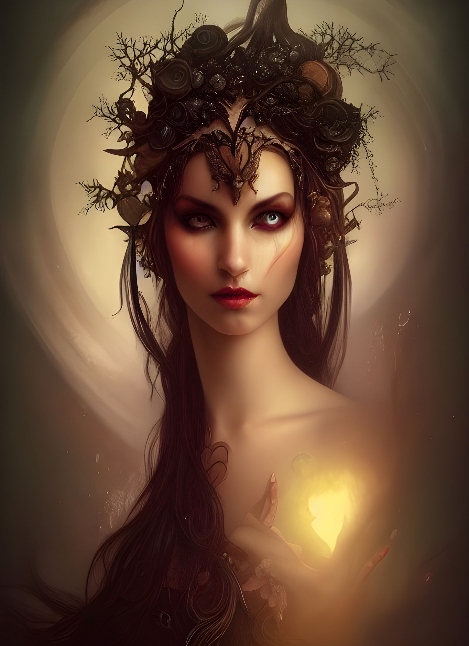 Elven Princess Portrait in Gothic Romantic Style