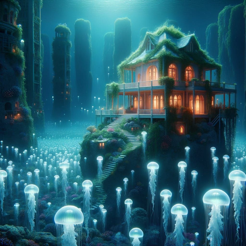 Bioluminescent Dream House in Atlantean Style