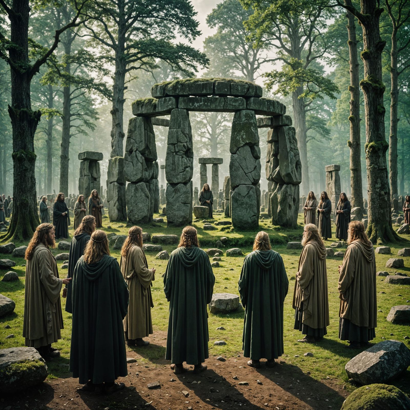 Druids Performing Magic at Ancient Stone Henge