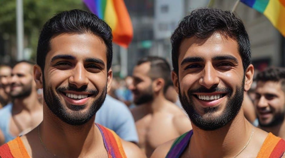 Handsome Arab Men Celebrate Pride in Rainbow Colors