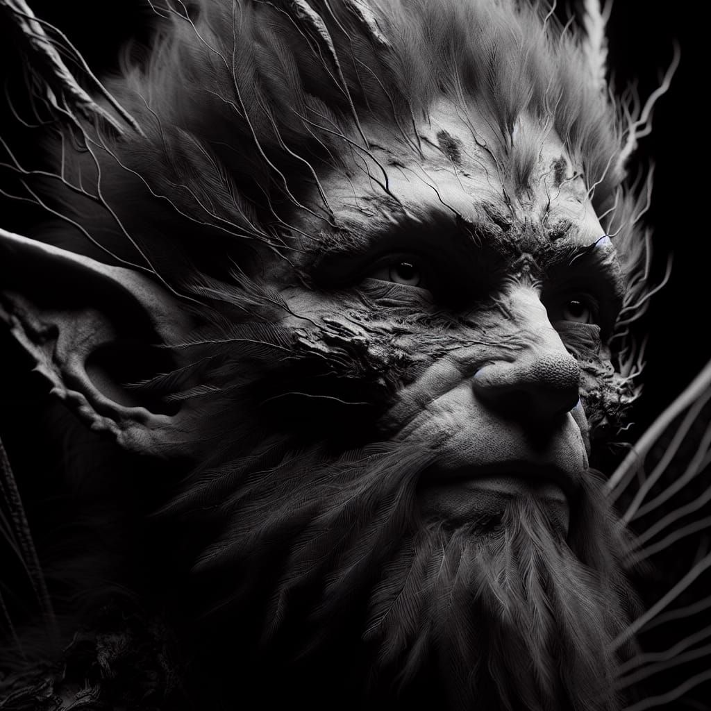 Dark Portrait of a Hyperdetailed Cro-Magnon Fairy