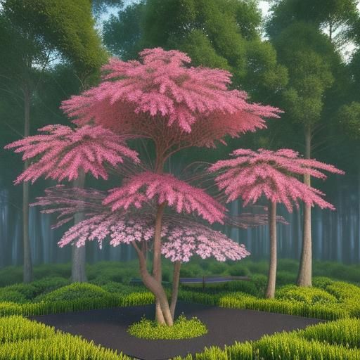 Surrealistic Rainforest with Trees and Vines in CGI Style
