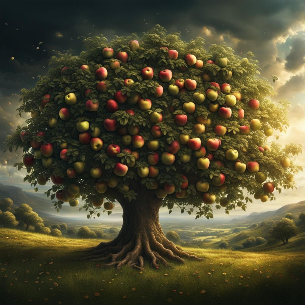 Golden Apple Tree: Epic Cinematic Digital Art