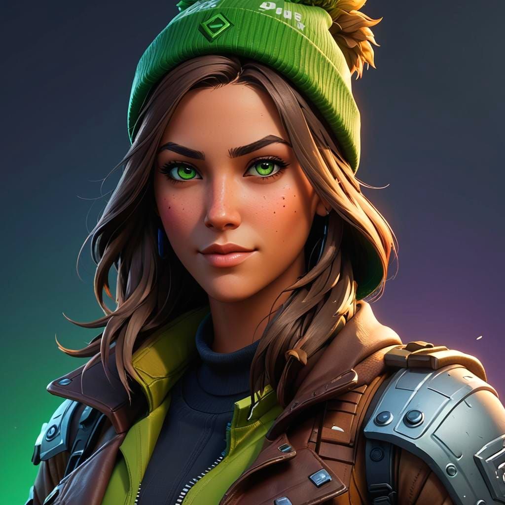 Skye Fortnite Portrait in Hyperdetailed Splash Art Style