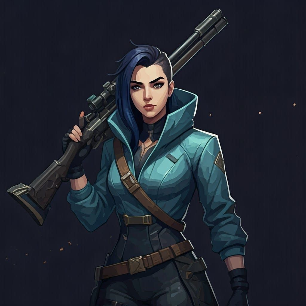 League of Legends Caitlyn in Chic Anime-Inspired Attire