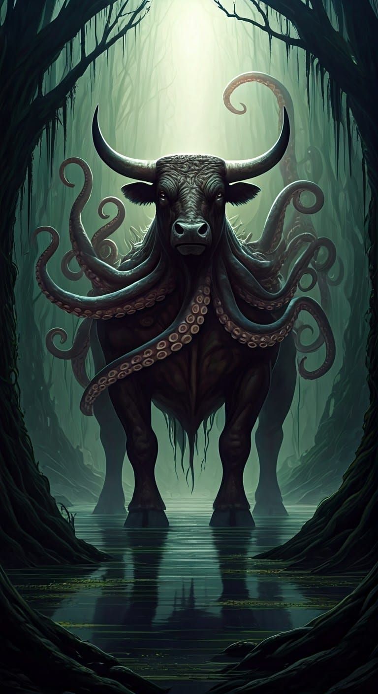 Bull-Octopus Hybrid Emerges from Murky Swamp